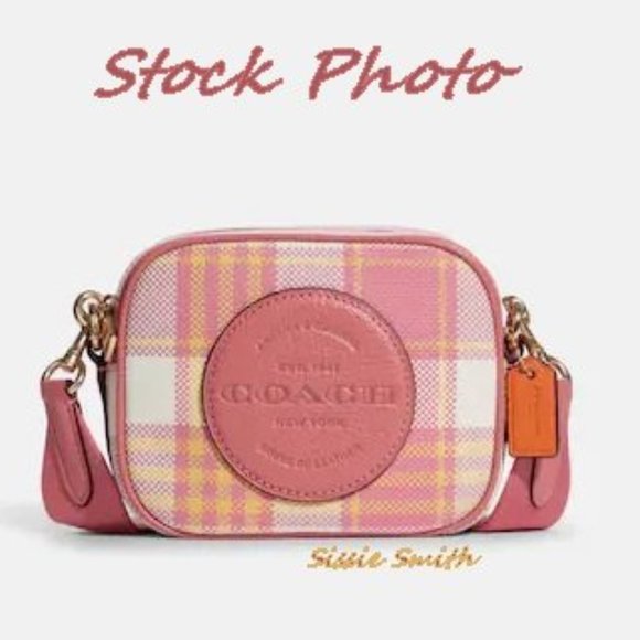 Mini Dempsey Camera Bag with Garden Plaid Print & Coach Patch - Picture 10 of 15